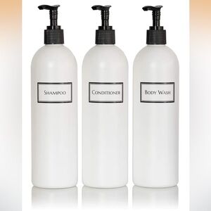 Empty Shower Bottle Set of 3 Pump Dispenser 16 oz Shampoo Conditioner Body Wash
